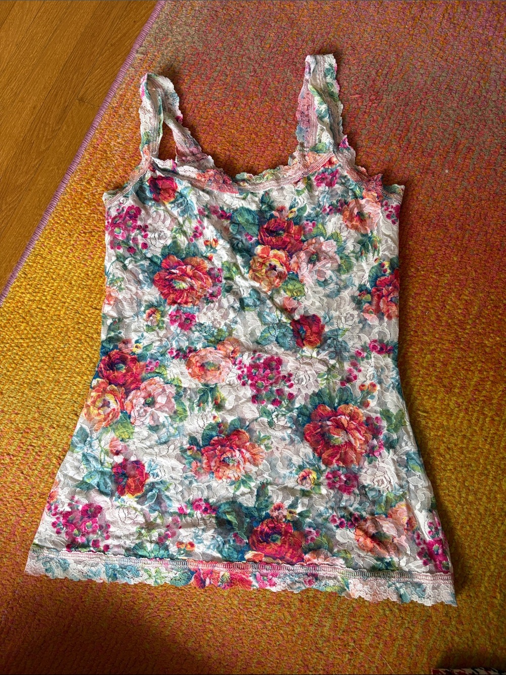 HANKY PANKY Floral Lace Tank Top in Multi-Color
